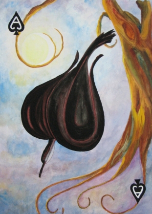 Ace of Spades: for Art in Hand Portland Project -- gouache on paper . 10.5 x 14.5 . 2010 . sold Ace of Spades