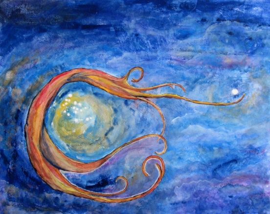 Adrift -- gouache & pastel on paper . 16 x 20 . 2010 . $350 Adrift