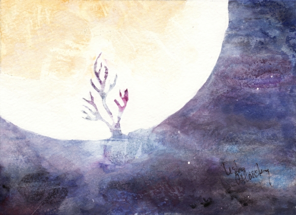 All the Magic of the Earth and the Skies -- gouache on paper . 5x7 . 2011 . $50 All the Magic of the Earth and the Skies