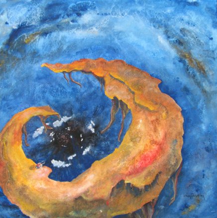 Between Dreams -- gouache on paper, mounted on wrapped canvas and varnished . 12x12 . 2010 . sold Between Dreams