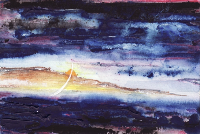 Series: Daybreak I -- gouache on paper . 4x6 . 2009 . Sold Daybreak I