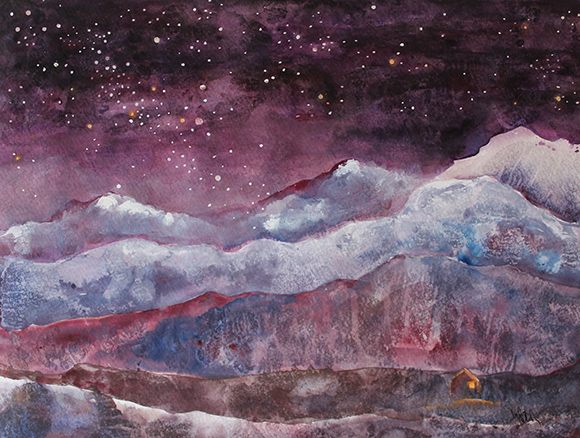 Far Apart Under the Same Sky -- gouache on paper . 11x14 . 2015 . $200 Far Apart Under the Same Sky