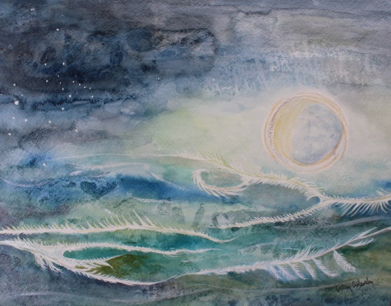 Frost Moon (Full Moon Series: November) -- gouache on paper, mounted on wood panel and varnished . 11x14 . 2011 . Sold Frost Moon