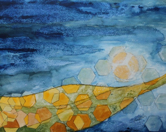 Honey Moon (Full Moon Series: June) -- gouache on paper, mounted on wood panel and varnished . 11x14 . 2011 . $200 Honey Moon