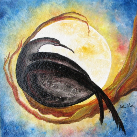 Ithilien: for 2010 Audubon Wild Arts Festival 6x6 Project -- gouache on paper, mounted on wrapped canvas and varnished . 6x6 . 2010 . sold Ithilien