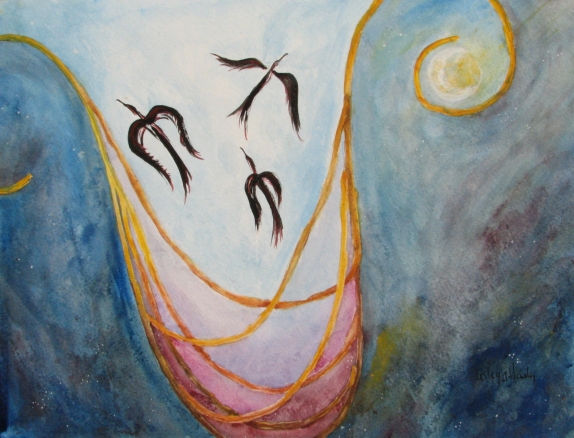 Night Time (Sends Us On Our Way) -- gouache on paper . 9x12 . 2011 . $150 Night Time (Sends Us On Our Way)