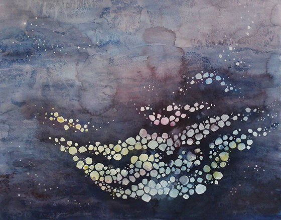 Stars Come Down In You -- gouache on paper . 16x20 . 2014 . $350 Stars Come Down In You