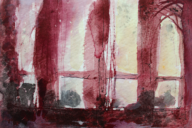 Waking (Little Abstracts) -- gouache on paper . 4x6 . 2015 . $30 Waking